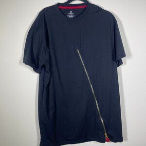 Bleecker & Mercer Men's Black Front Zipper W/ Red Insert Casual Tee Shirt 2XL!